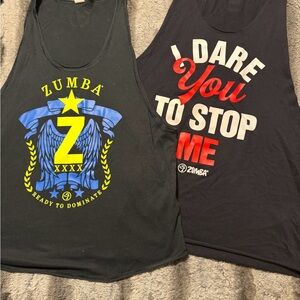 Zumba Fitness Tank Tops - Black with Blue and Red Accents